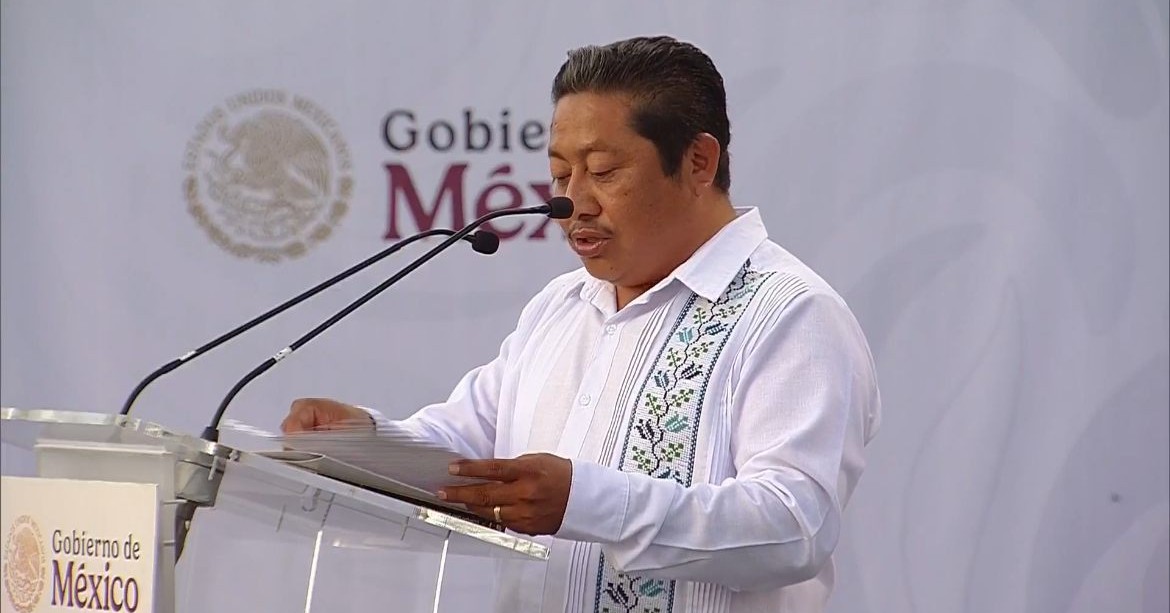 Roman Caamal speaking at Community Tourism Decree event