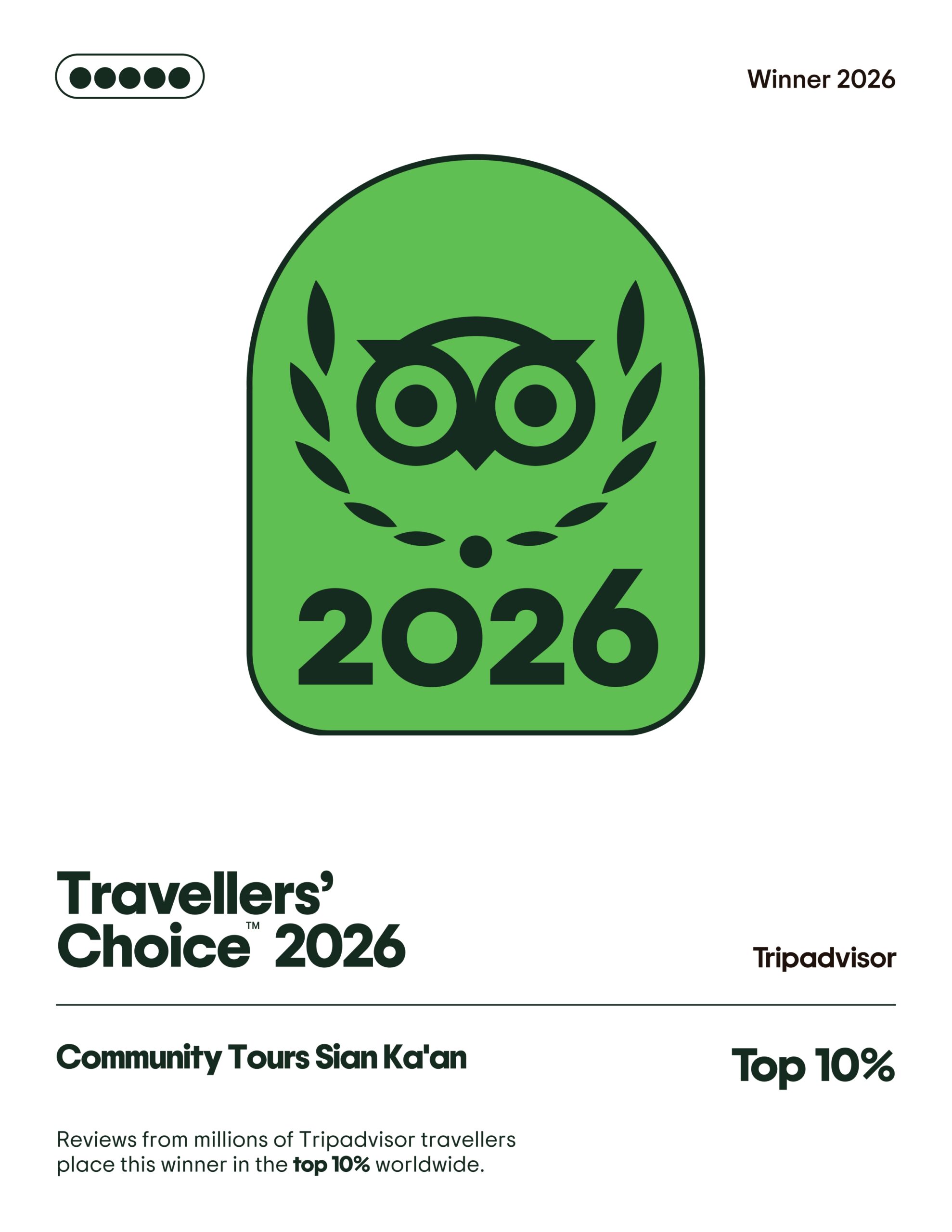 Community Tours Sian Ka'an Winner of the Tripadvisor's Travelers' Choice Awards 2026